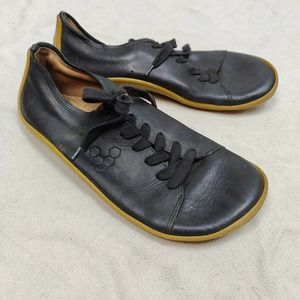 VivoBarefoot Addis Sneaker Mens 45 12 Black Leather Lace Up Barefoot Shoes